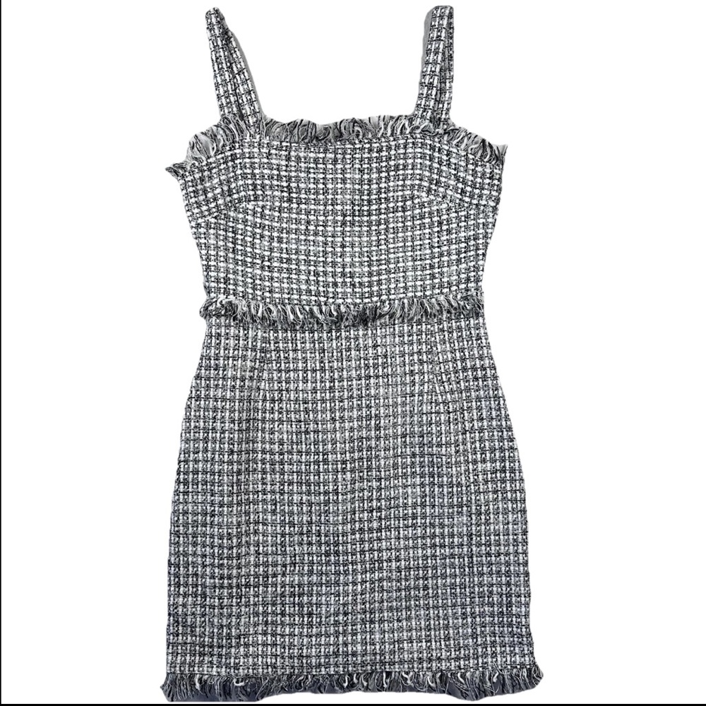 Storia Anthropology Women’s Tweed Mini Dress Wide Strap‎ Black & White Size M